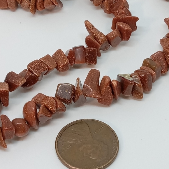 * vintage Goldstone double strand handmade necklace 18.5" - Picture 2 of 3